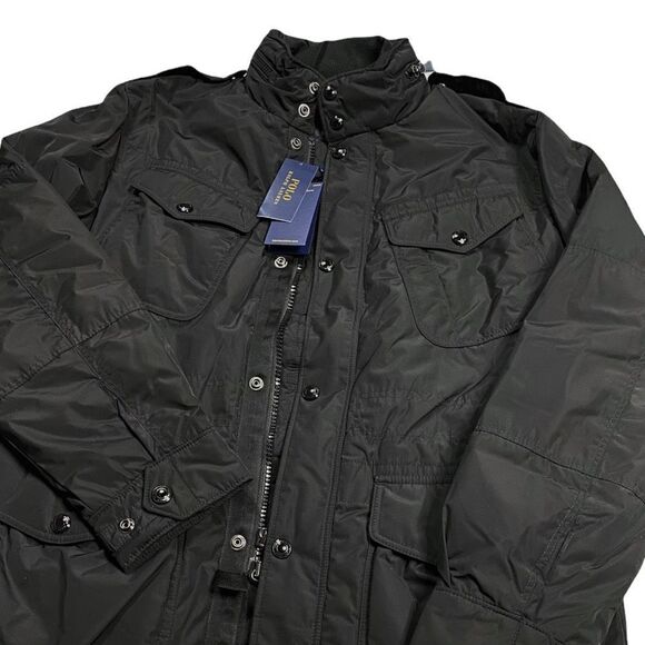 Polo Ralph Lauren Mens Triple Black Field Jacket size Large New with Tags (b) - Picture 2 of 14